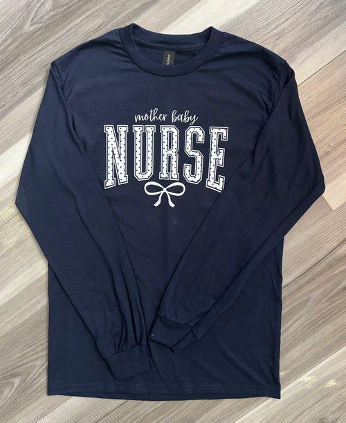 Mother Baby Nurse Long Sleeve t-shirts and Crewnecks (Polka Dots)