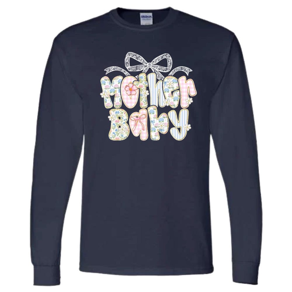 Mother Baby Nurse Long Sleeve t-shirts and Crewnecks (Lace Bow)