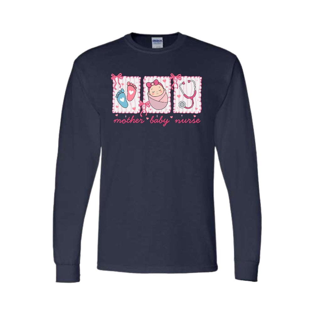 Mother Baby Nurse Long Sleeve t-shirts and crewnecks (Stethoscope)
