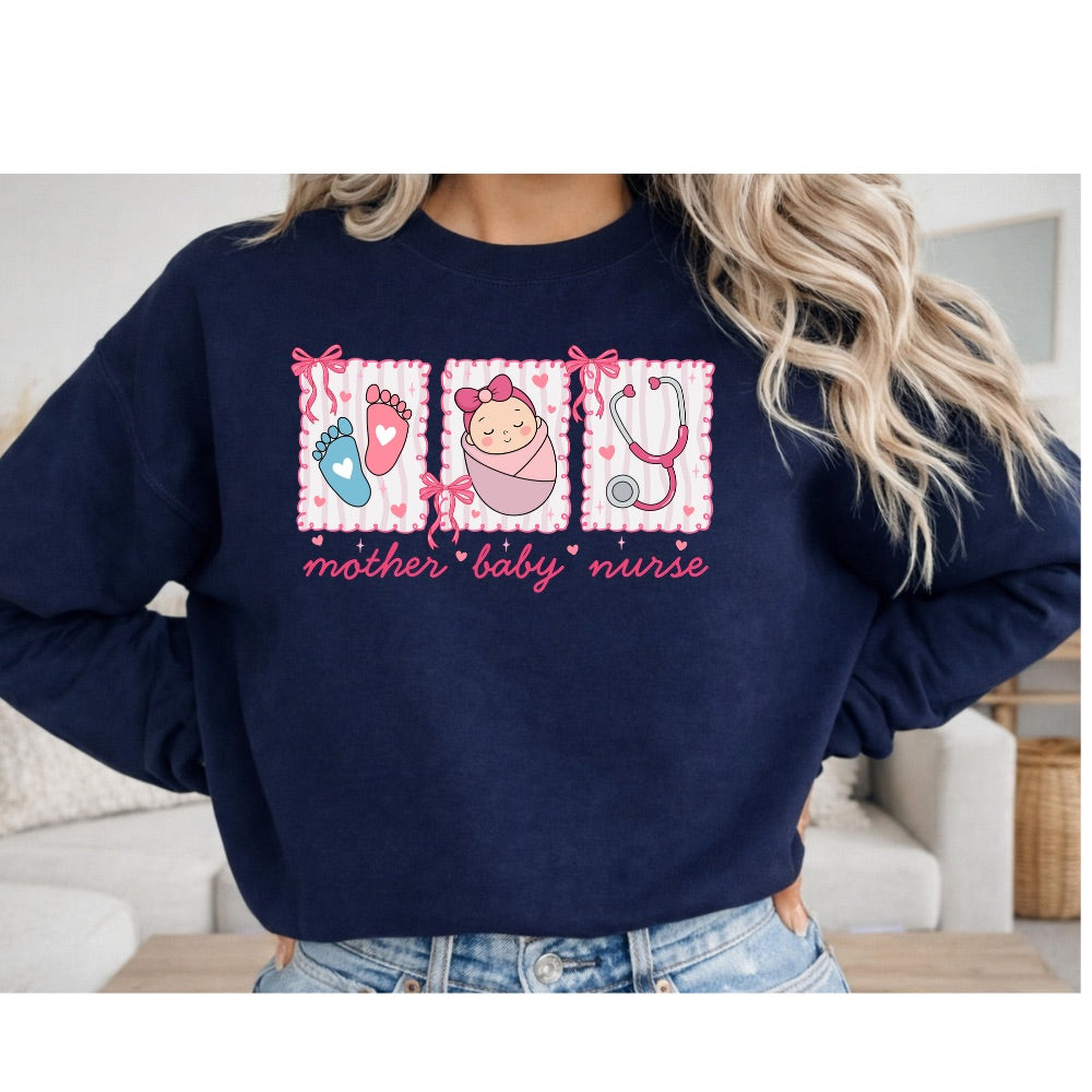 Mother Baby Nurse Long Sleeve t-shirts and crewnecks (Stethoscope)