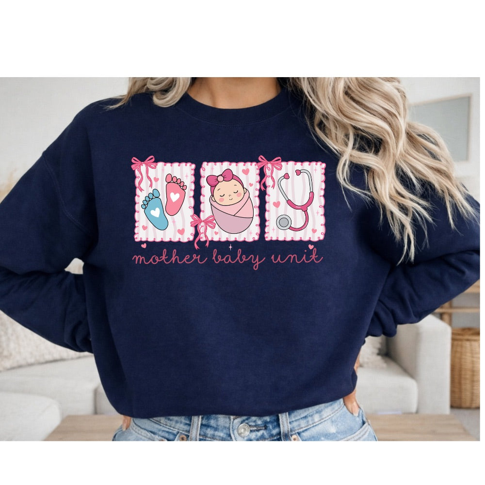 Mother Baby Unit Long Sleeve t-shirts and crewnecks (Stethoscope)