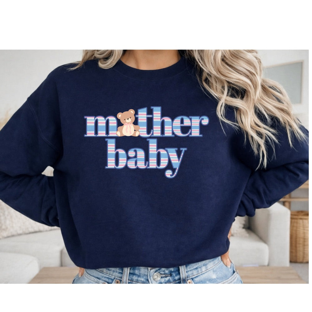 Mother Baby Nurse Long Sleeve t-shirts and Crewnecks (Teddy Bear)