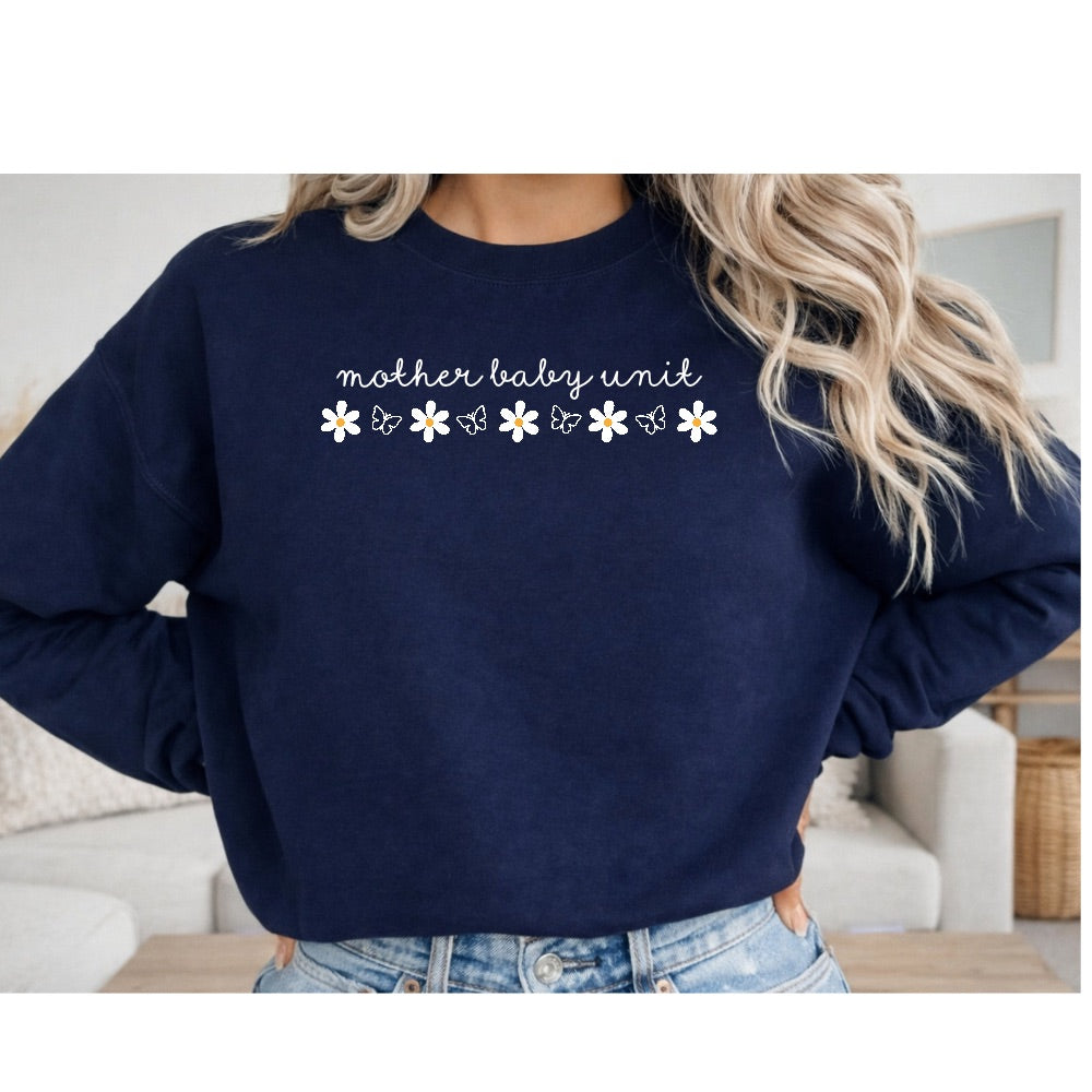 Mother Baby Unit Long Sleeve t-shirts and Crewnecks (Daisies)